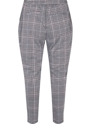 Cropped Maddison bukser med ternet mønster, Black Check, Packshot image number 1