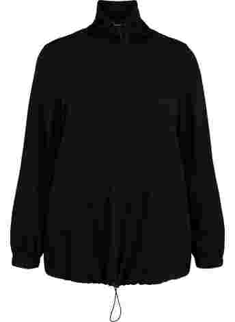 Sweatshirt med høj hals og justerbare elastiksnøre