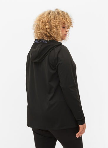 Sportscardigan med quilt og hætte, Black, Model image number 1
