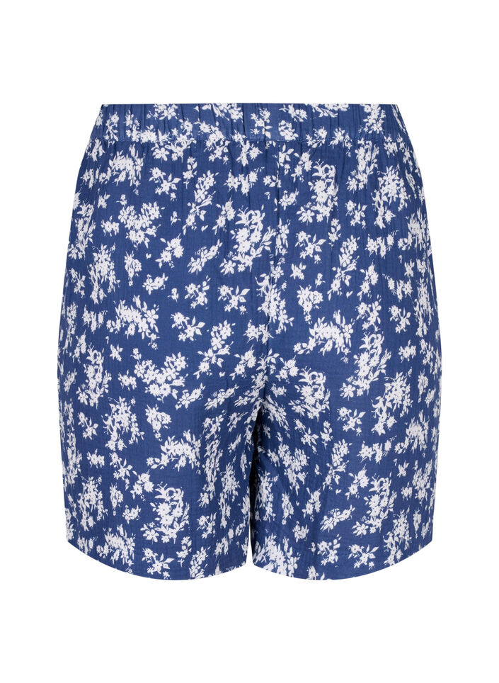 Blomstrede natshorts i bomuld, V. Indigo Flower AOP, Packshot image number 1