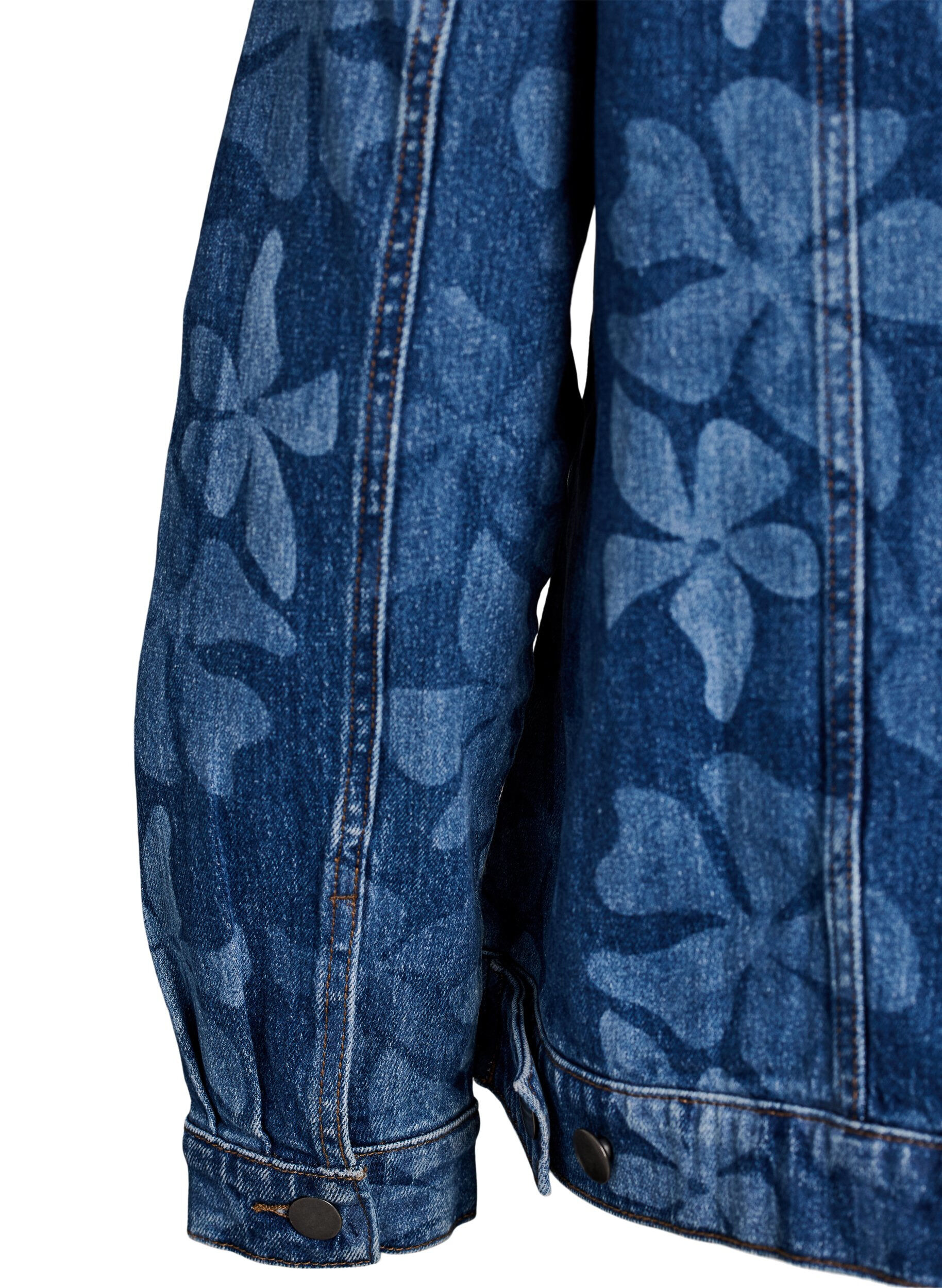 Zizzi Denimjakke med blomstret m&oslash;nster, Bl&aring;, Packshot image number 3