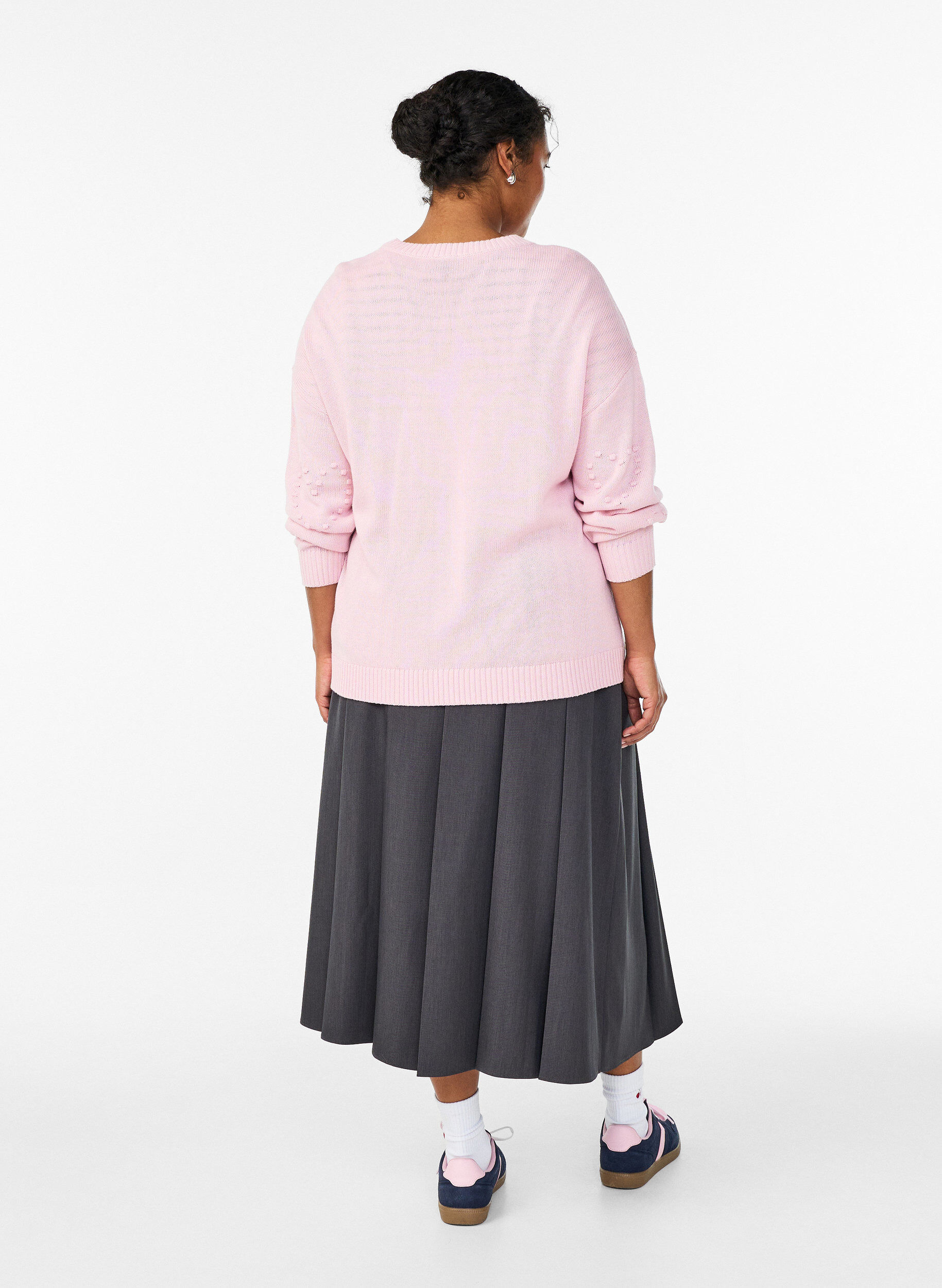 Zizzi Midinederdel med brede l&aelig;g, Gr&aring;, Model image number 1