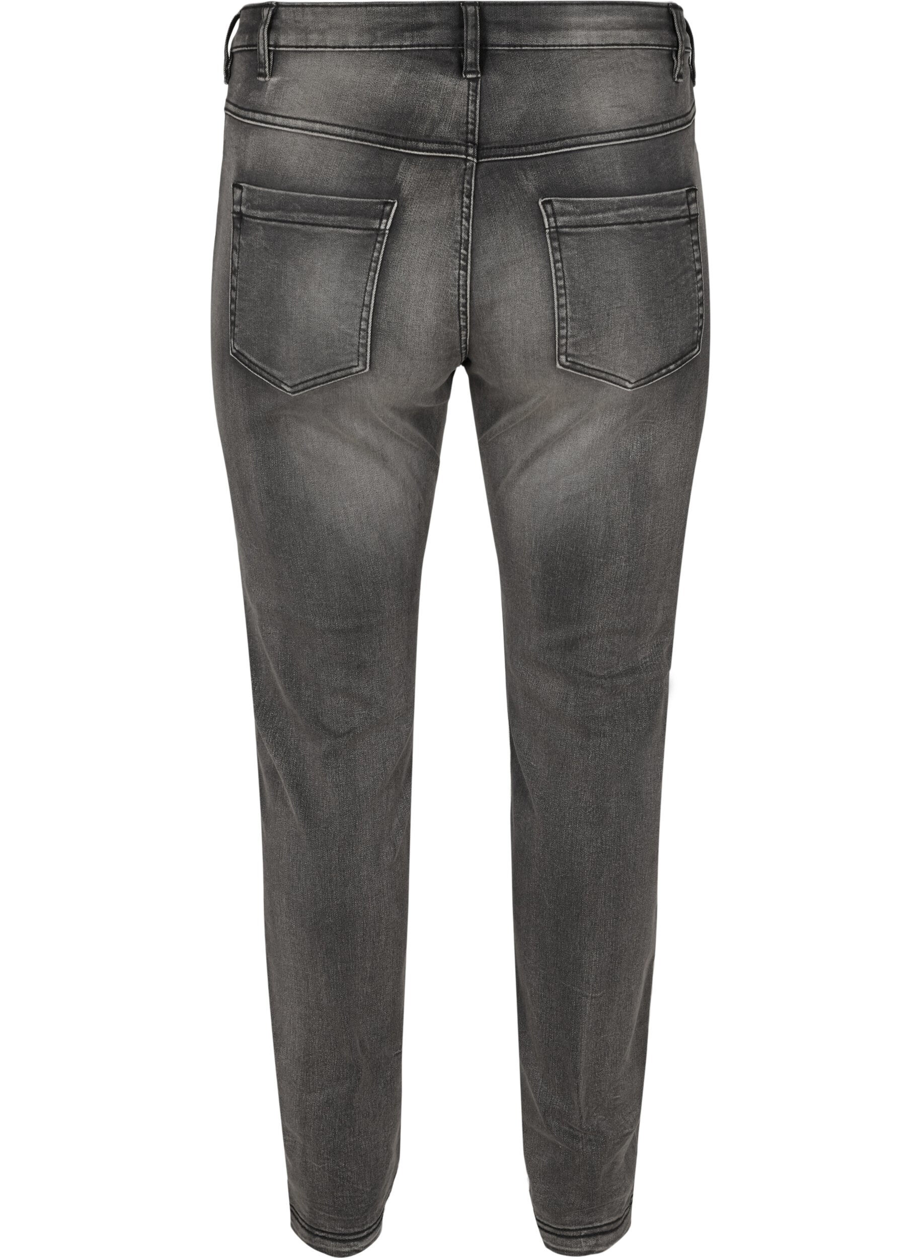Zizzi Slim fit Emily jeans med normal talje, Gr&aring;, Packshot image number 1