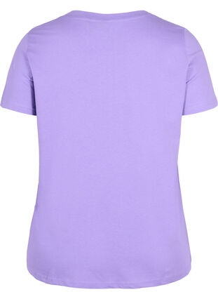 Kortærmet bomulds t-shirt med tryk , Paisley Purple TEXT, Packshot image number 1