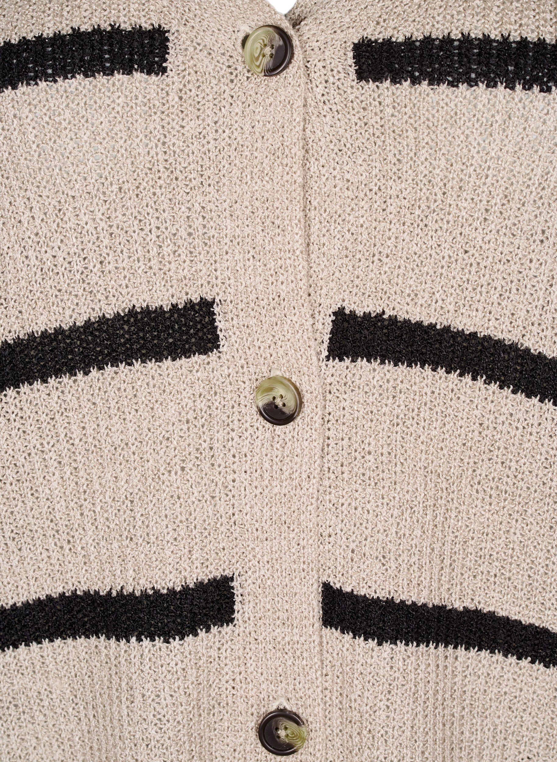 Zizzi FLASH - Strikket cardigan med striber og knapper, Beige, Packshot image number 2