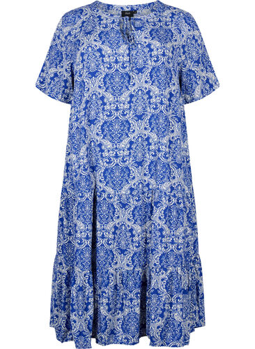 Kortærmet viskose kjole med print, S. the web Oriental, Packshot image number 0