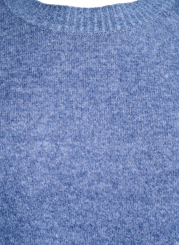 Strikbluse med knapdetalje, Bl&aring;, Packshot image number 2
