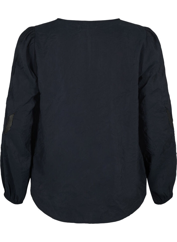 Bluse i TENCEL™ Modal med broderidetaljer, Black, Packshot image number 1