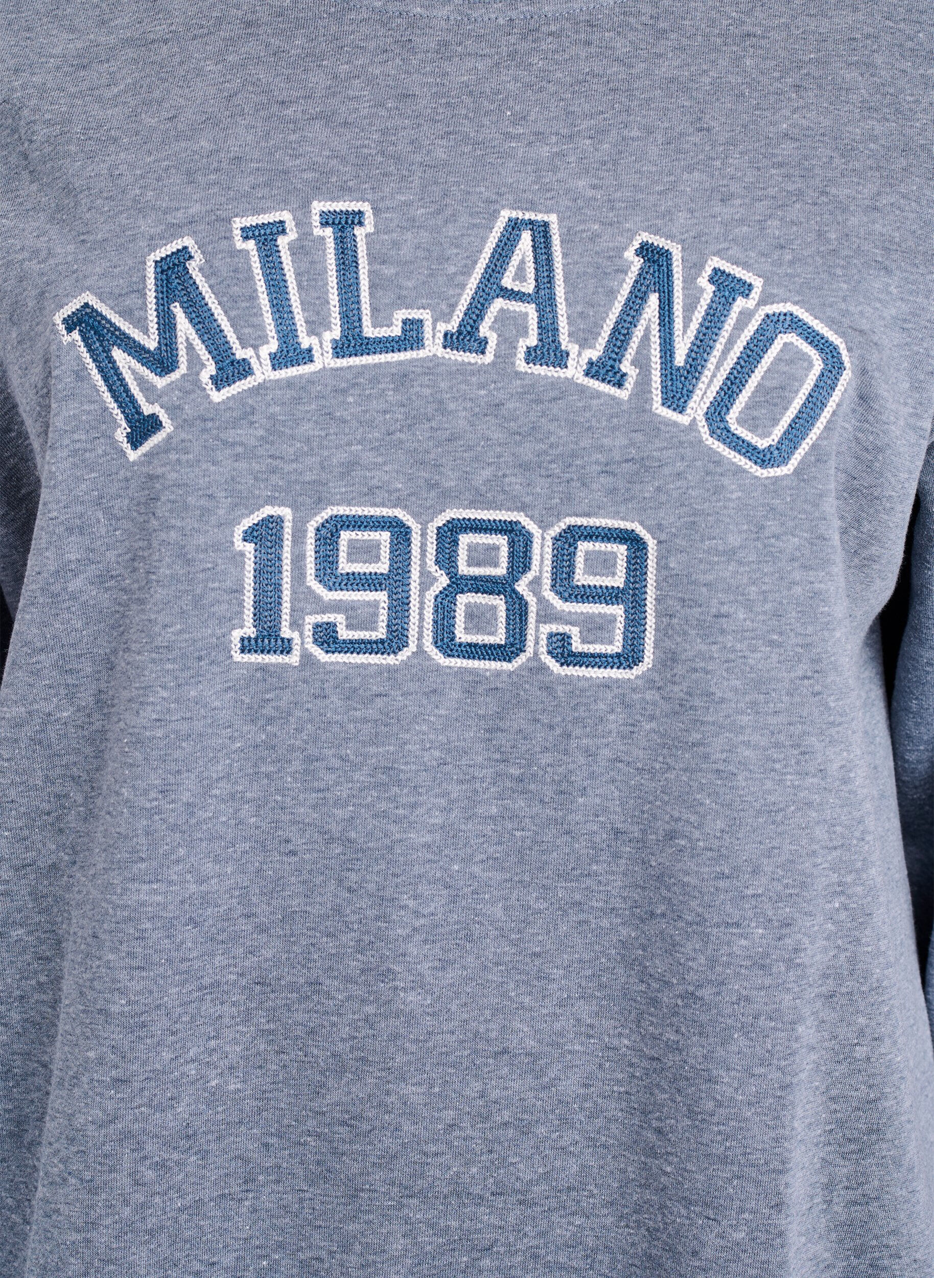 Zizzi Sweatshirt med broderet Milano-motiv, Gr&aring;, Packshot image number 2