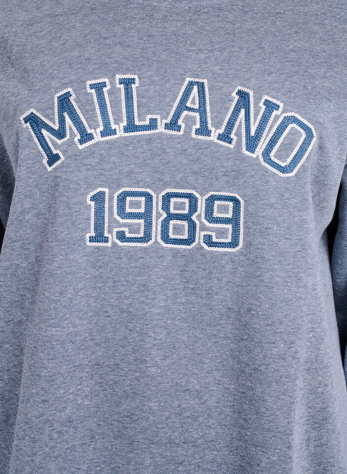 Sweatshirt med broderet Milano-motiv, Grå, Packshot image number 2