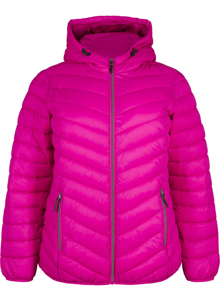Letv&aelig;gts jakke med h&aelig;tte, Lyser&oslash;d, Packshot image number 0