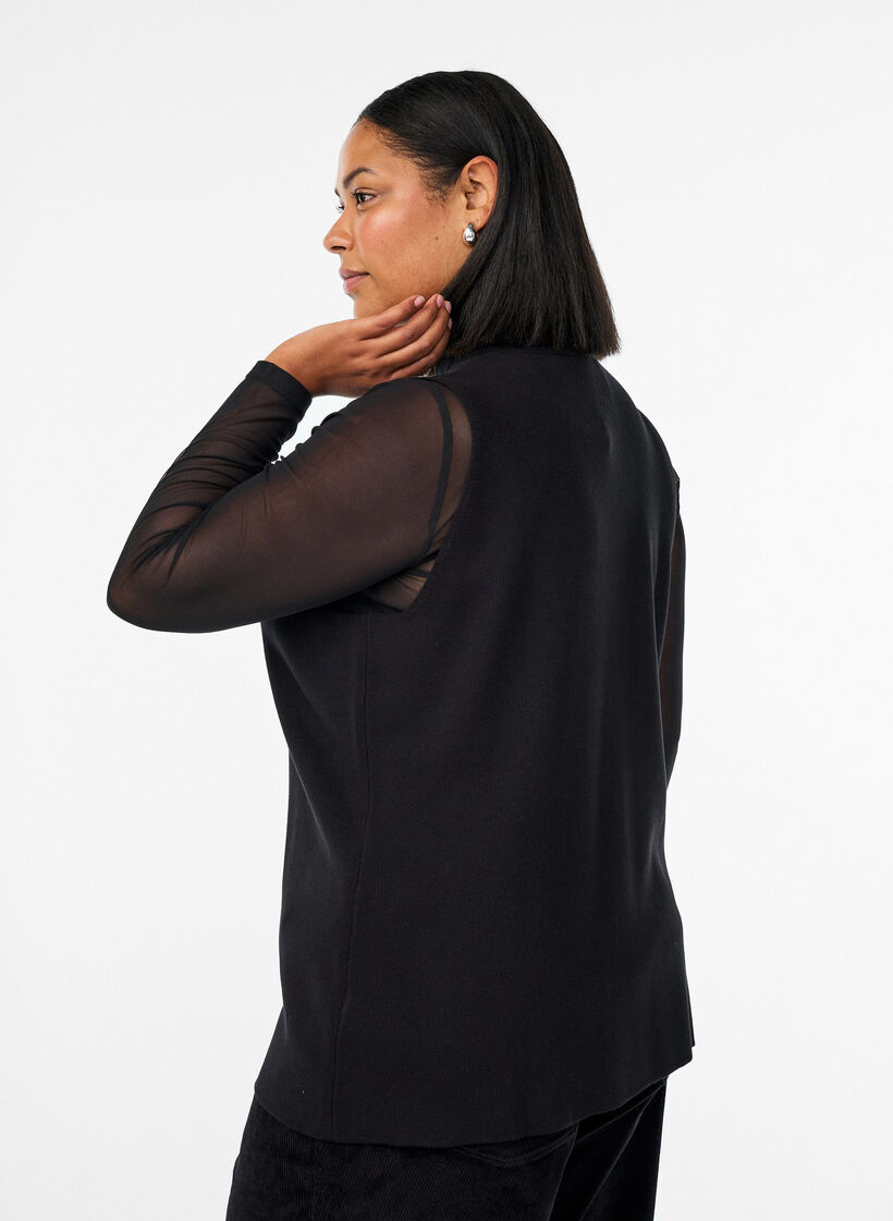 &AElig;rmel&oslash;s strikvest med dekorative knapper, Sort, Model image number 2