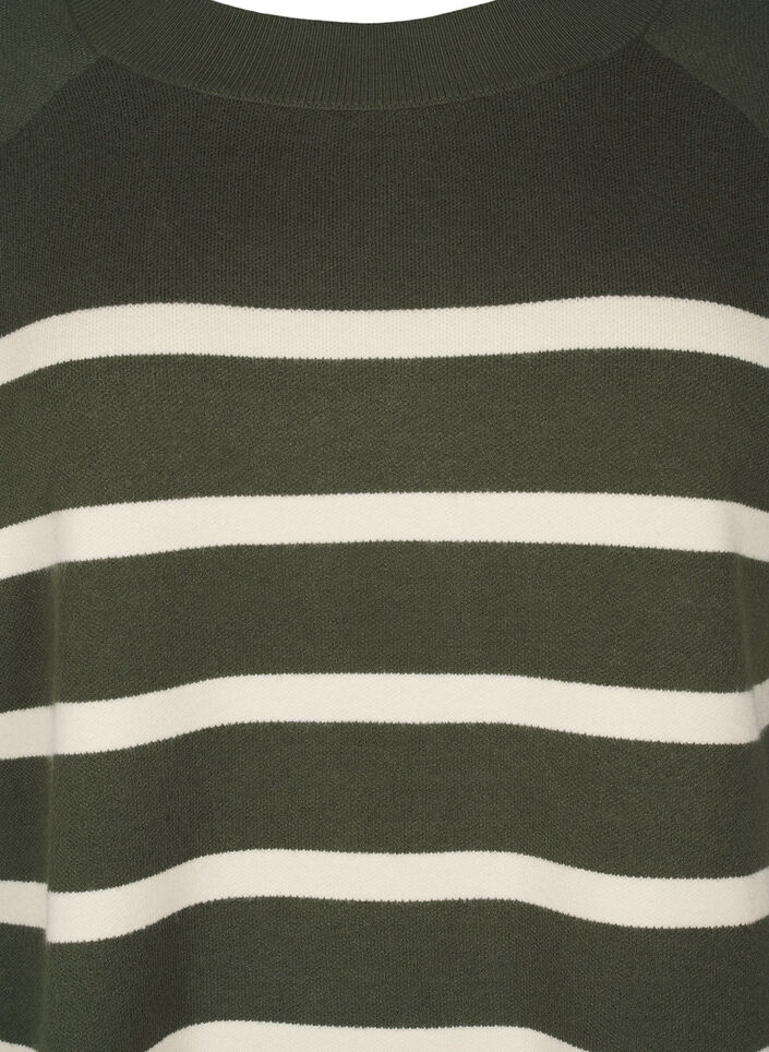 Stribet strikbluse med rund hals, D. Bag Birch Stripe, Packshot image number 2