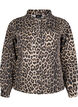Denimjakke med leopardprint og brystlommer, Brun, Packshot image number 0