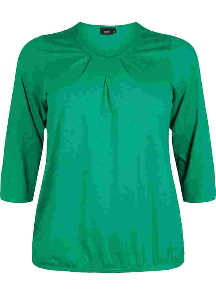 Bomuldsbluse med 3/4 ærmer, Jolly Green, Packshot image number 0