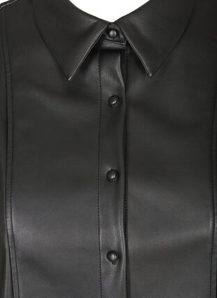 Imiteret læderskjorte med 3/4 pufærmer, Black, Packshot image number 2