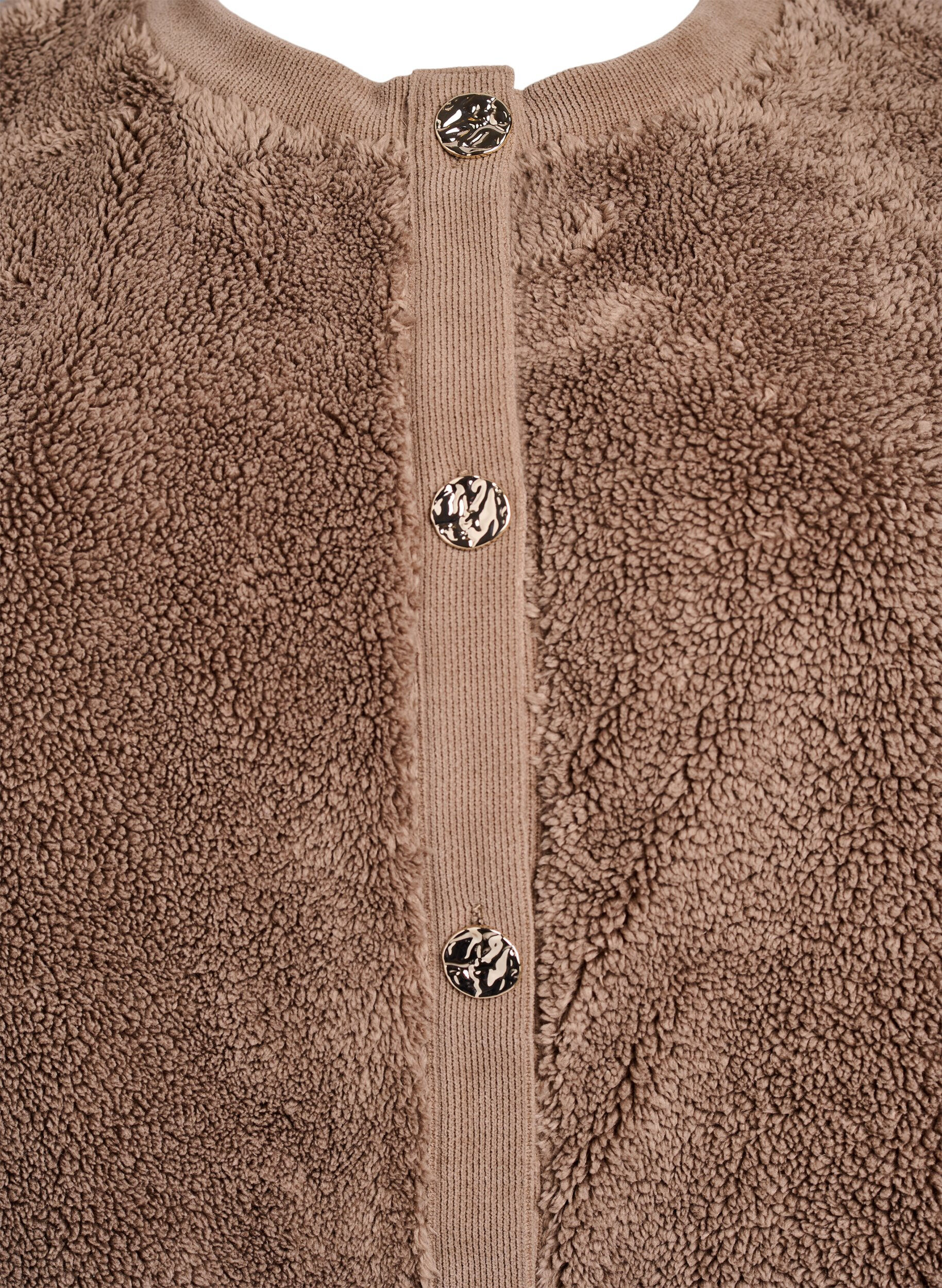 Zizzi Teddycardigan med dekorative knapper, Brun, Packshot image number 2