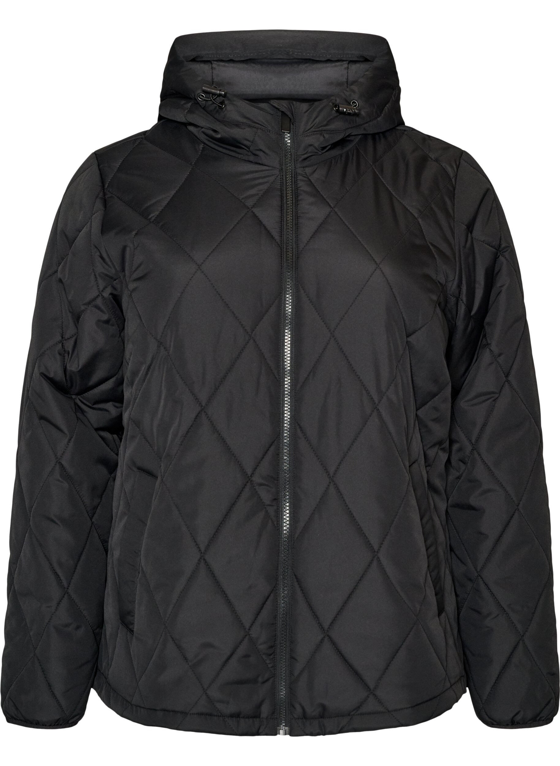 ZizziLet vatteret jakke med diamantquilt, Sort, Packshot image number 0