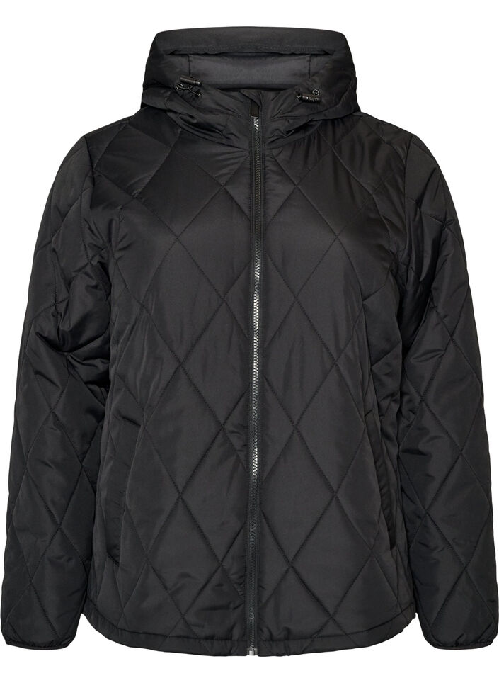 Let vatteret jakke med diamantquilt, Sort, Packshot image number 0