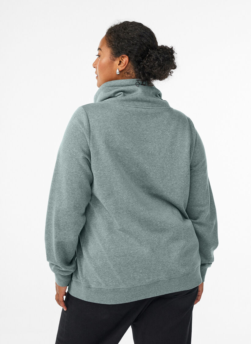Sweatshirt med h&oslash;j krave og lommer, Gr&oslash;n, Model image number 2
