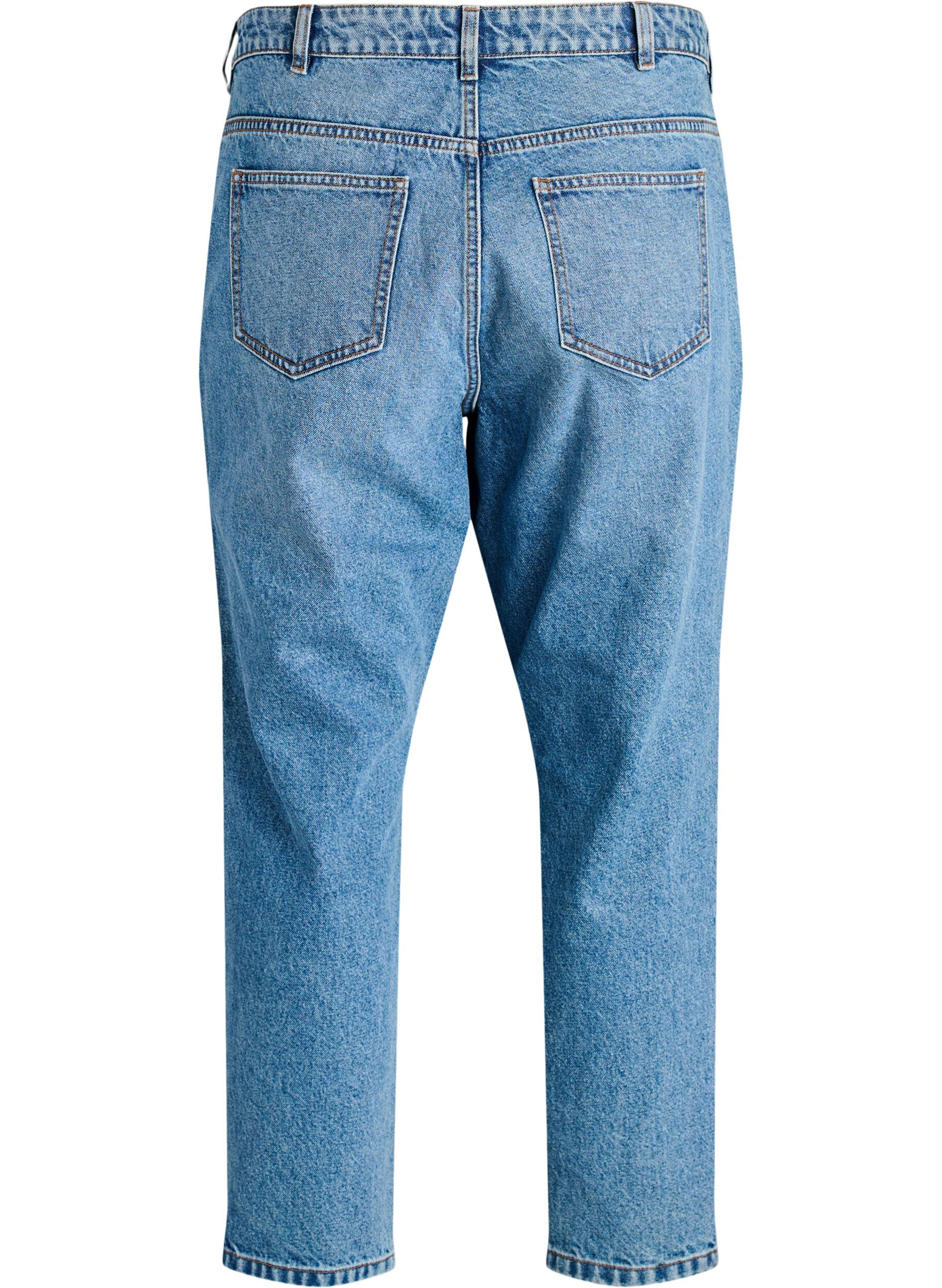 ZizziMille mom fit jeans med h&oslash;j talje, Bl&aring;, Packshot image number 1