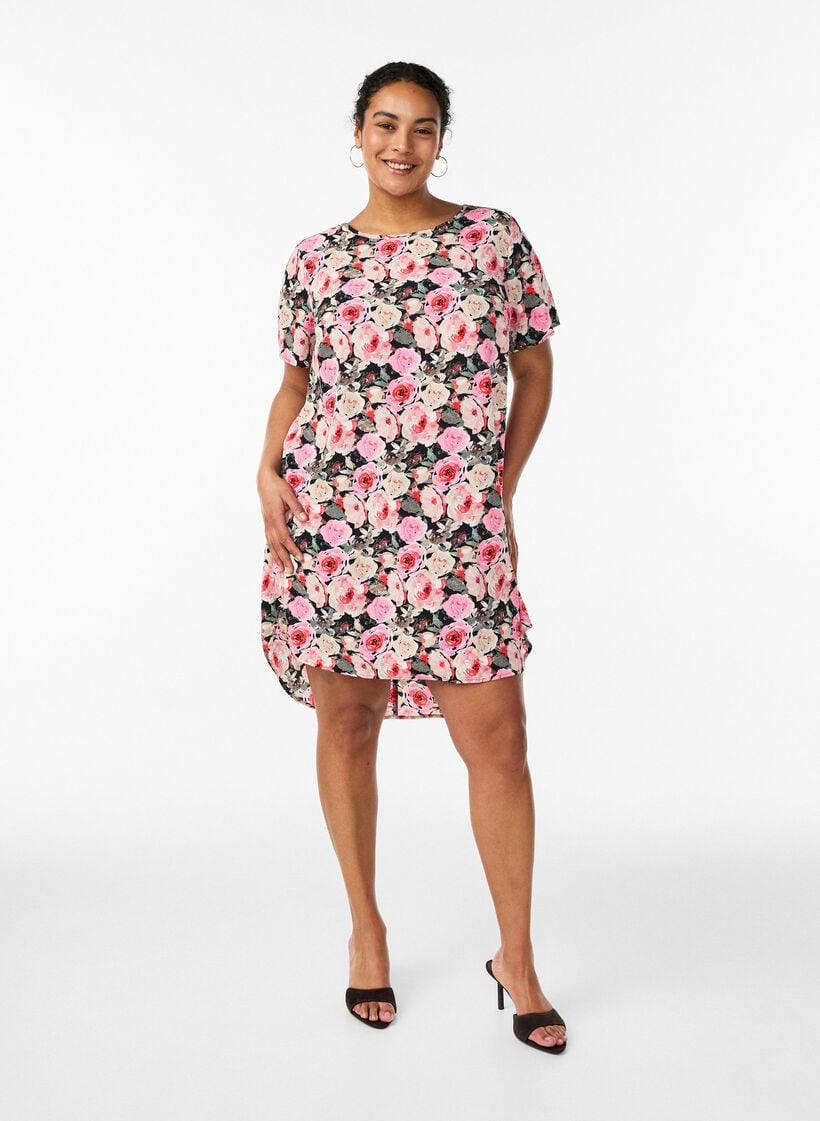 Skjortekjole i broderie anglaise med bindeb&aelig;lte, Sort, Model image number 1