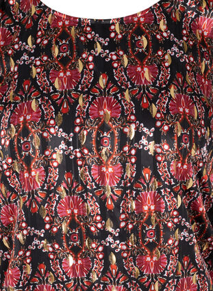 Printet bluse med lange ærmer og smock, Black Oriental, Packshot image number 2