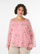 Chiffonbluse med blomster og lange &aelig;rmer , Lyser&oslash;d, Model image number 0