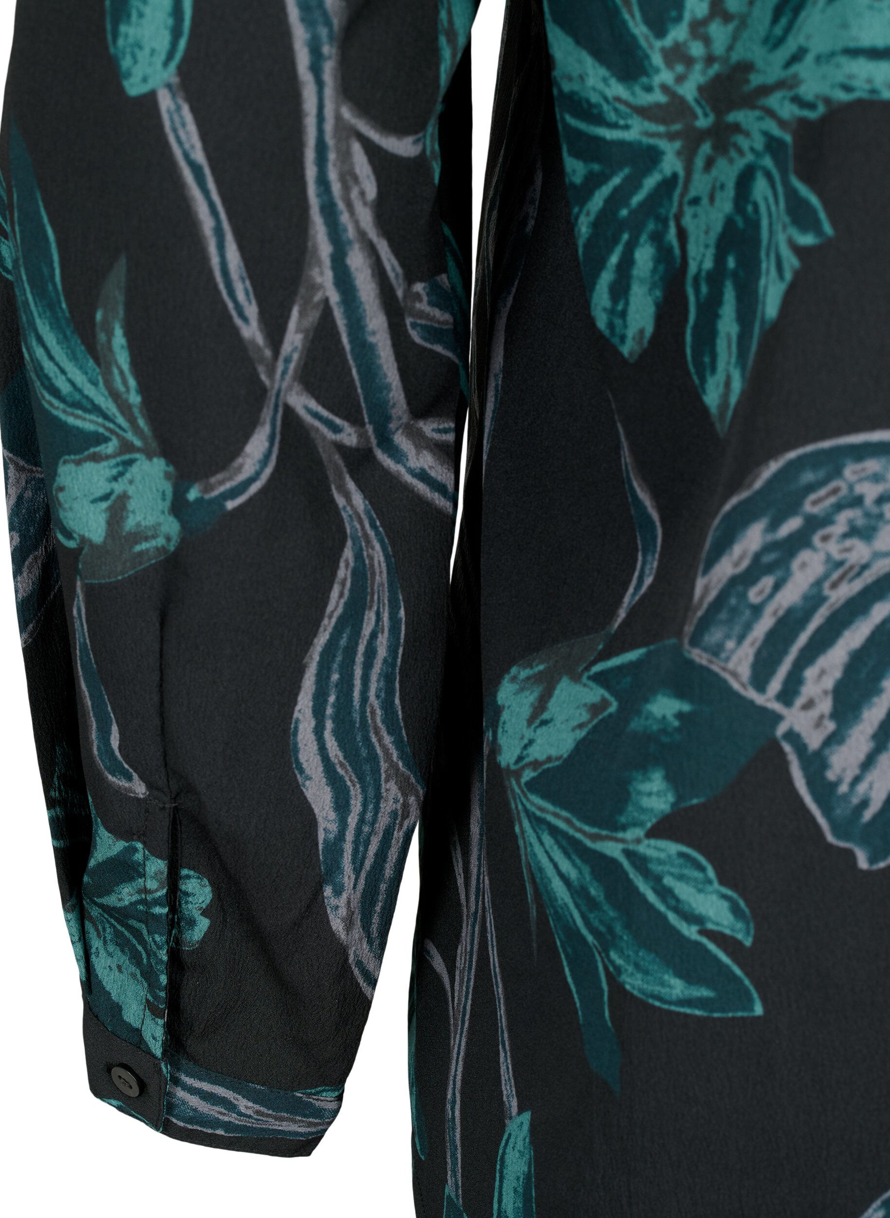 Zizzi FLASH - Lang&aelig;rmet bluse med print, Black Scarab Flower, Packshot image number 3
