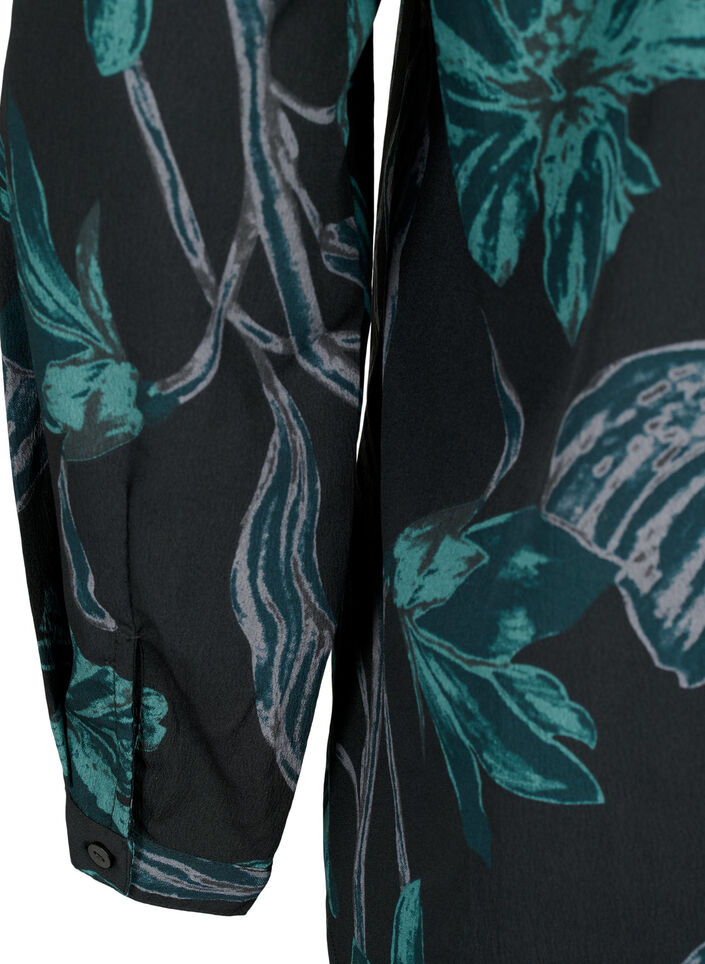 FLASH - Lang&aelig;rmet bluse med print, Black Scarab Flower, Packshot image number 3
