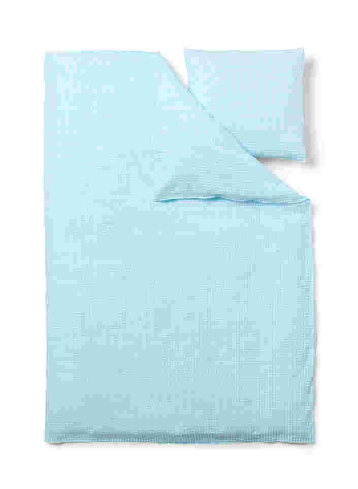Ternet sengesæt i bomuld, Blue/White Check, Packshot image number 1