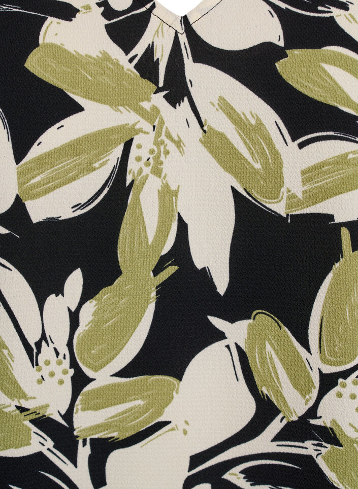 Printet top med v-hals , Sort, Packshot image number 2