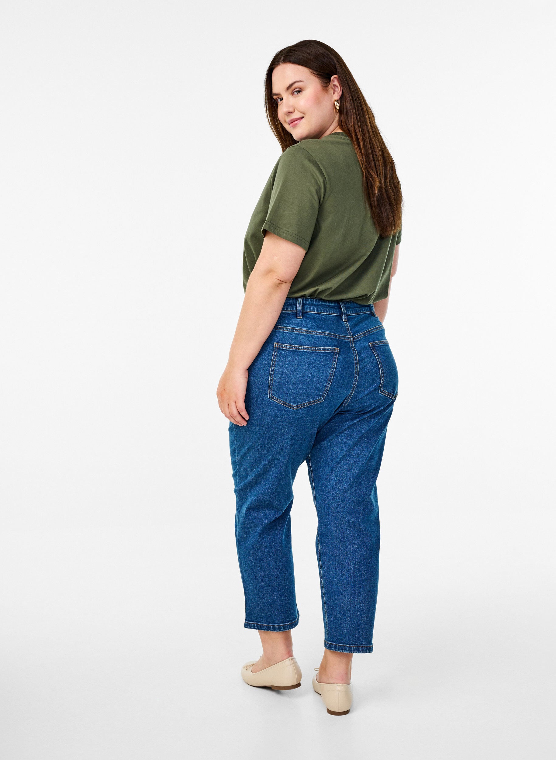 ZizziCropped Vera jeans med straight fit, Bl&aring;, Model image number 1