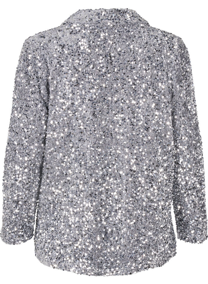 Løs paillet blazer med lommer, Silver, Packshot image number 1