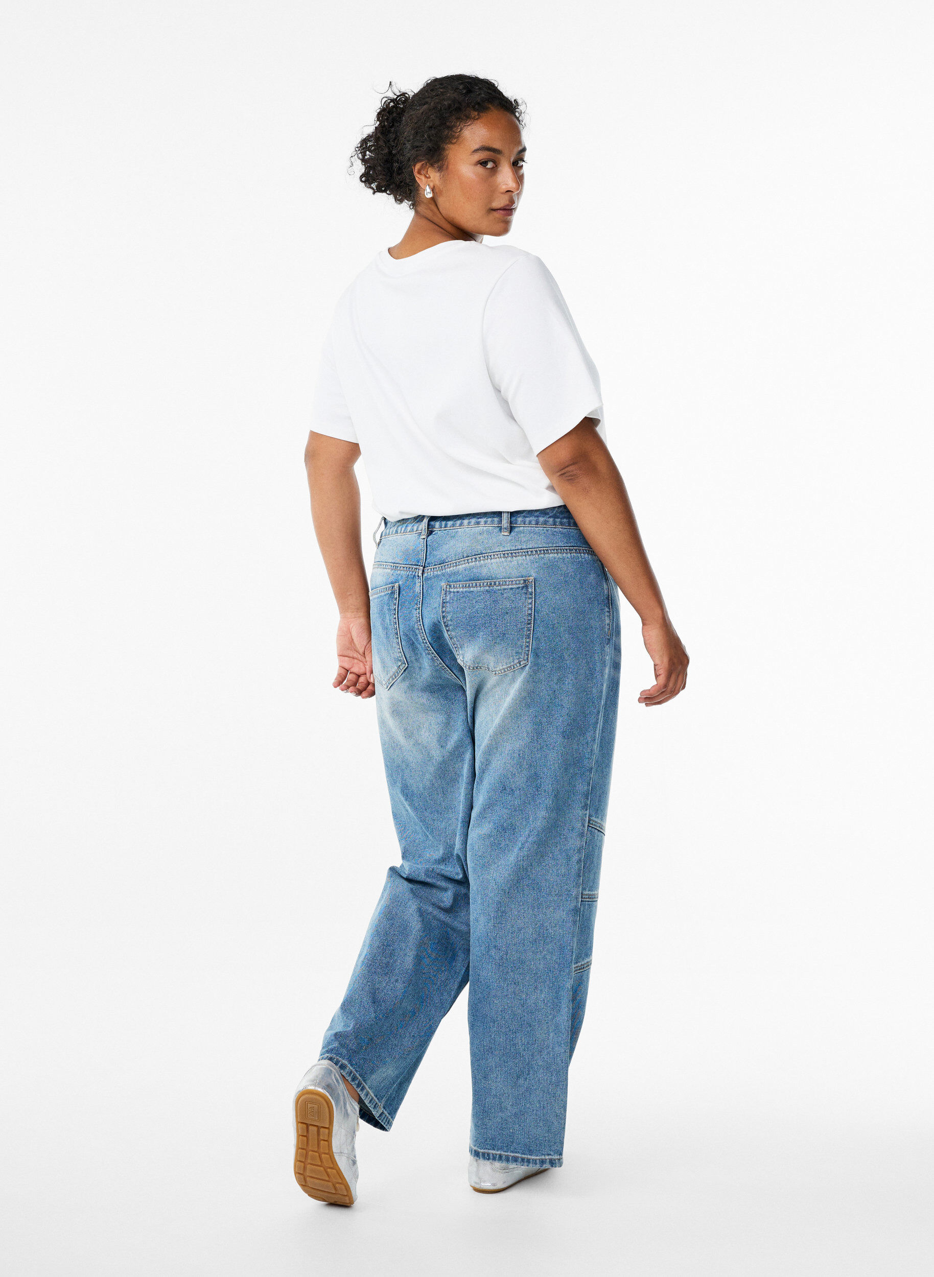 Zizzi Brede jeans med syningsdetaljer, Bl&aring;, Model image number 1