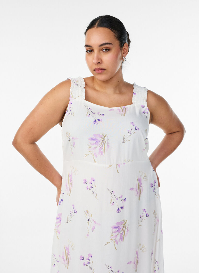 Sommerkjole med brede stropper, Hvid, Model image number 2