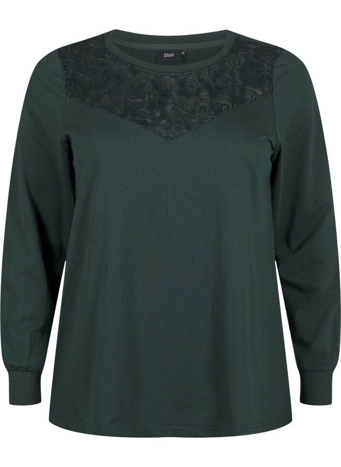 Sweatshirt med blondedetalje, Scarab, Packshot image number 0