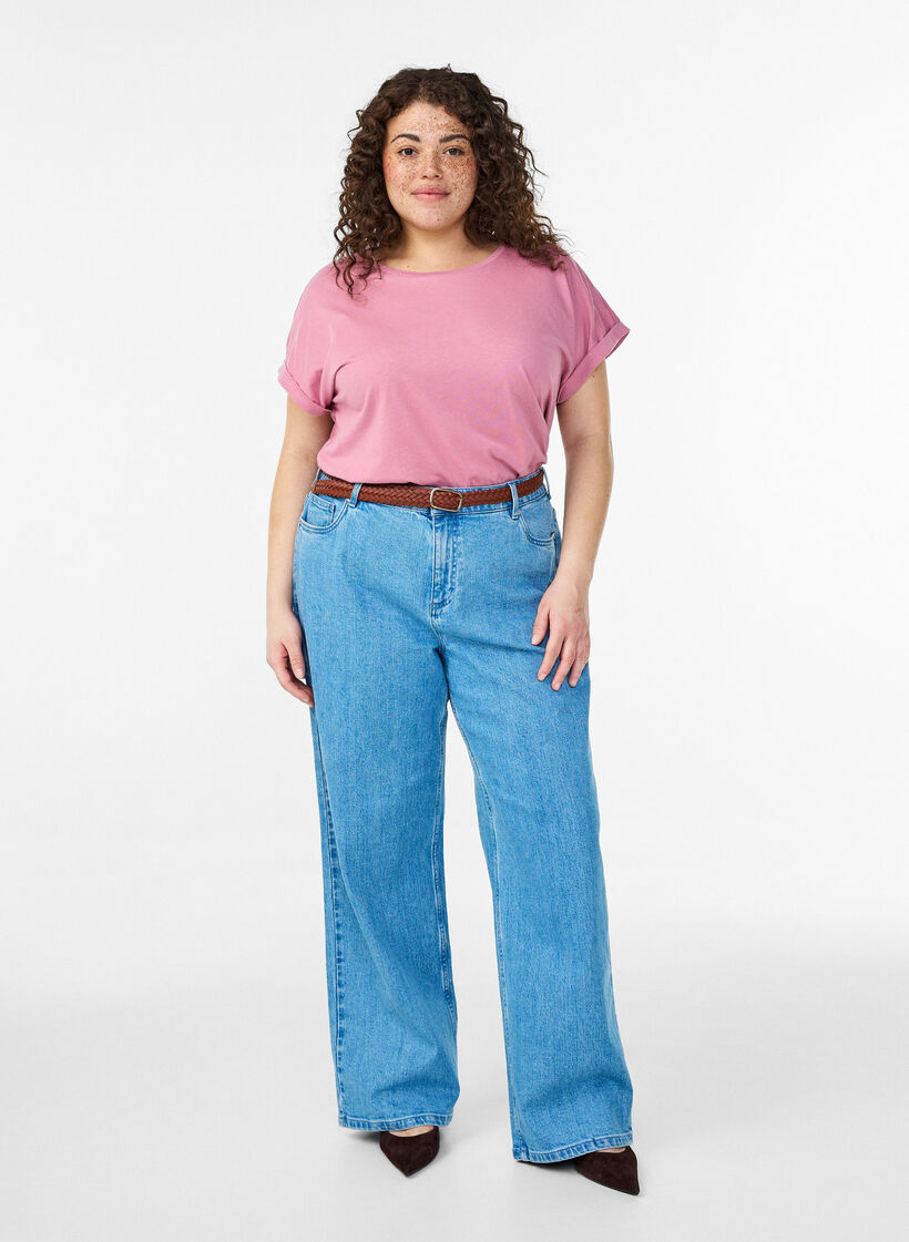 Kort&aelig;rmet t-shirt i bomuldsblanding, Lyser&oslash;d, Model image number 1