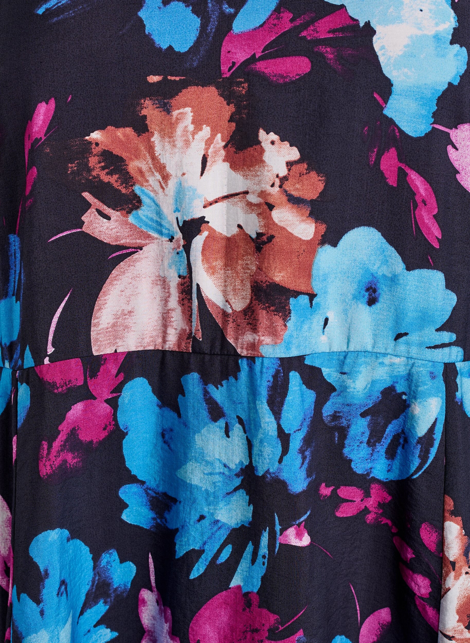 Zizzi Midi kjole med blomsterprint og empire-snit, Sort, Packshot image number 2