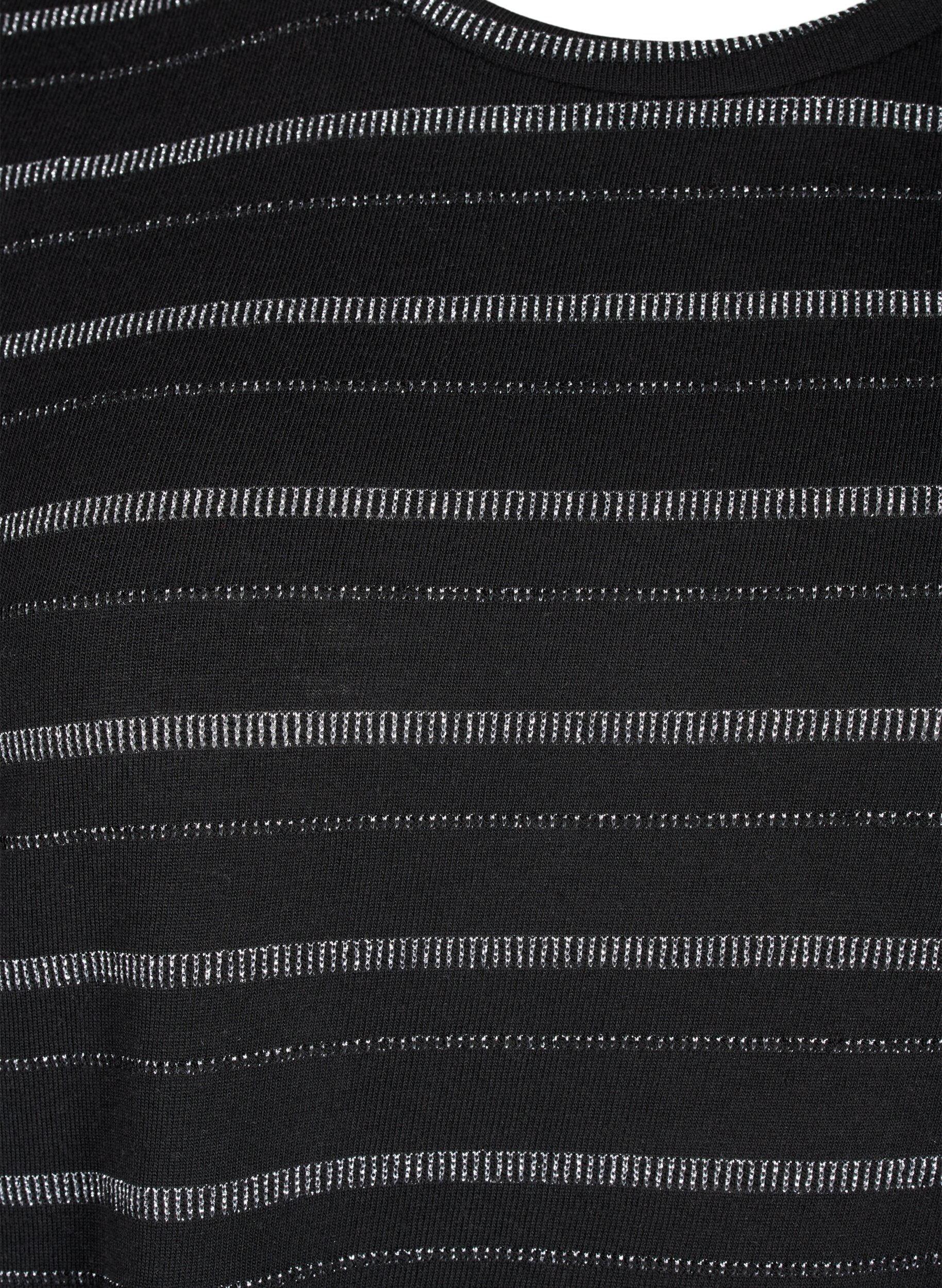 Zizzi T-shirt med s&oslash;lv glimmer, Black w. Silver, Packshot image number 2
