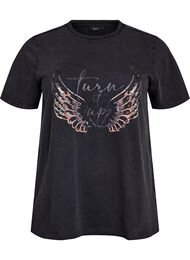 T-shirt i økologisk bomuld med statement print, Grå