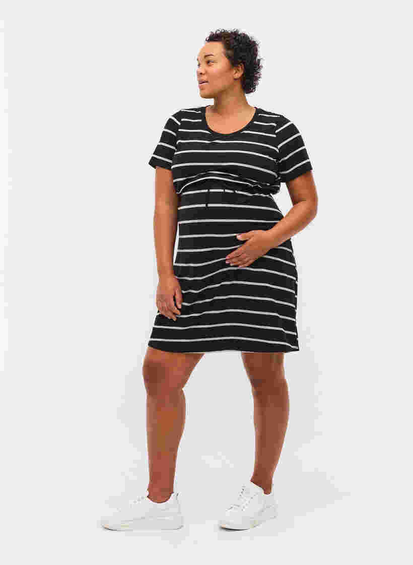 Stribet graviditets kjole i viskose, Black Grey Stripe, Model image number 3