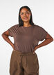 T-shirt i viskose med glimmerstriber, Brun, Model image number 0