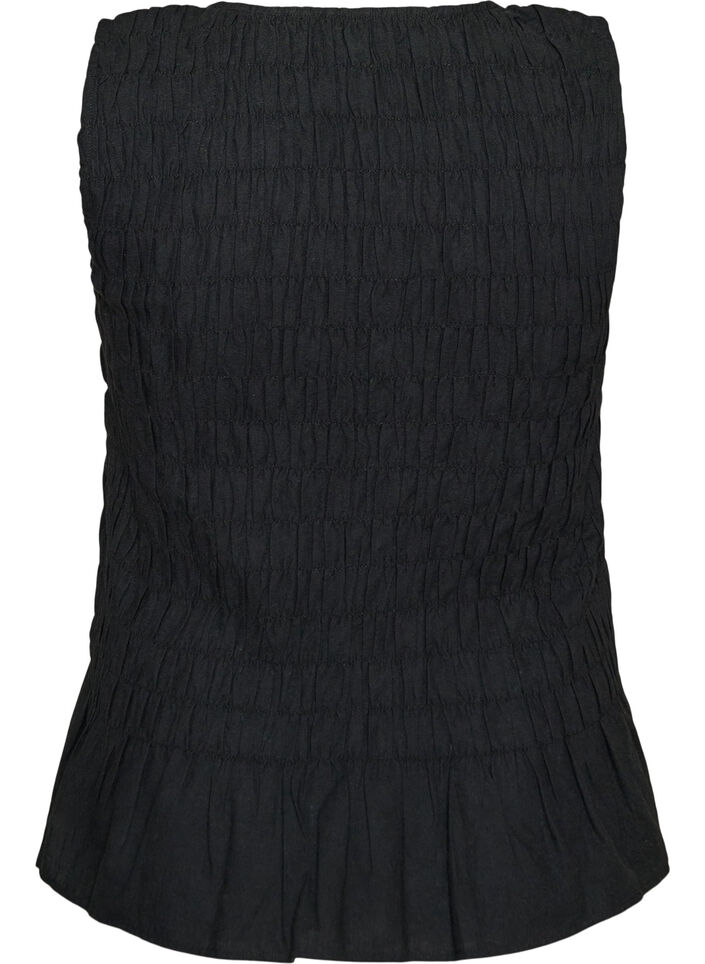 &AElig;rmel&oslash;s top i bomuld og h&oslash;r med smock, Sort, Packshot image number 1