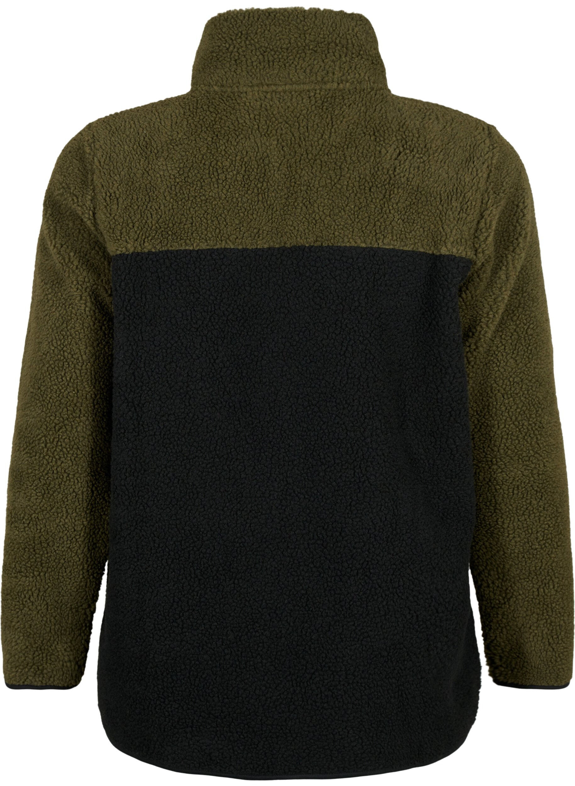 Zizzi Teddy jakke med colorblock, Forest Night comb., Packshot image number 1