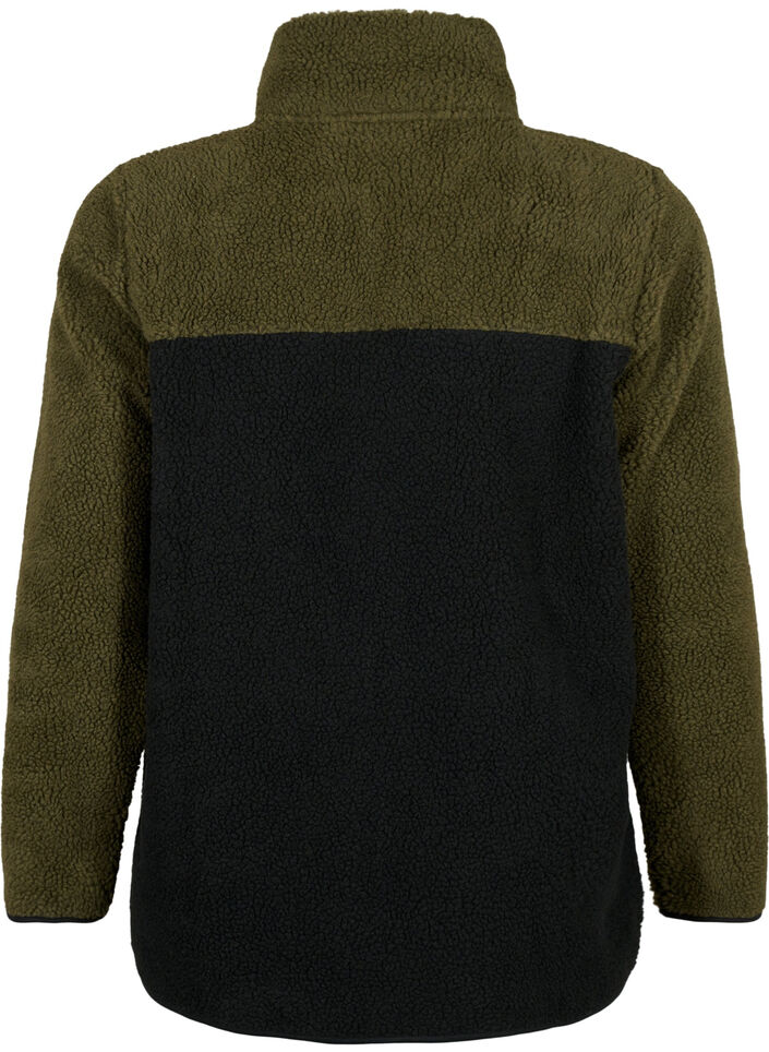 Teddy jakke med colorblock, Forest Night comb., Packshot image number 1