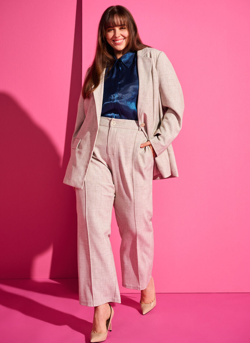 Melerede bukser med elastik og knaplukning, String, Image image number 0