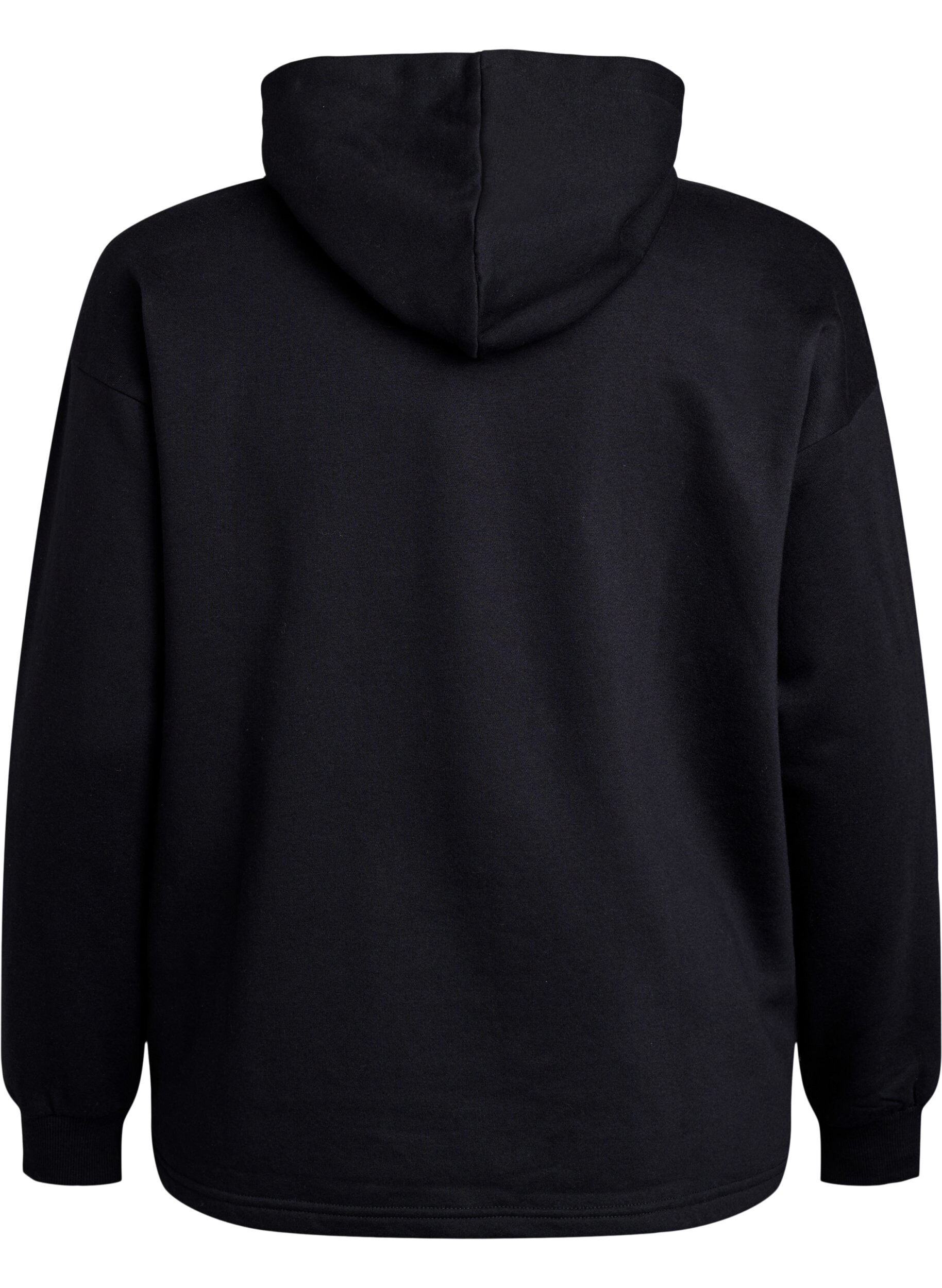 Zizzi Sweatshirt med h&aelig;tte, Black, Packshot image number 1