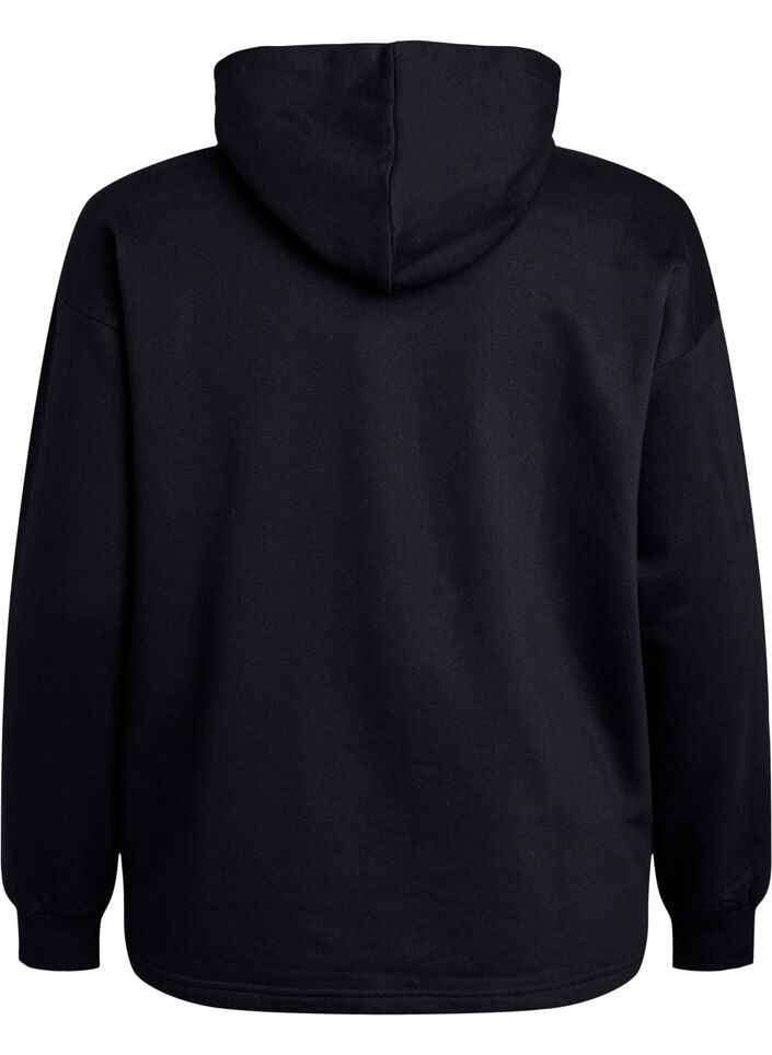 Sweatshirt med hætte, Black, Packshot image number 1