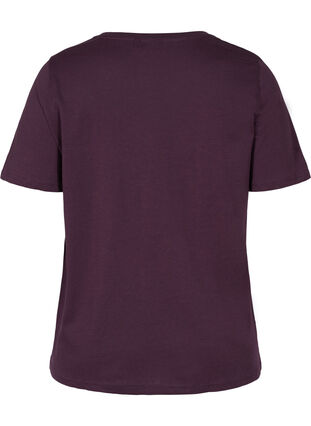 T-shirt i økologisk bomuld med v-udskæring, Plum Perfect, Packshot image number 1